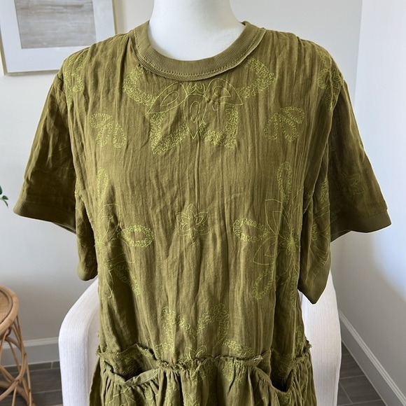 NWOT Free People Picking Petals Embroidered Mini Tunic Dress in Cardamom Seed XS - Picture 8 of 12